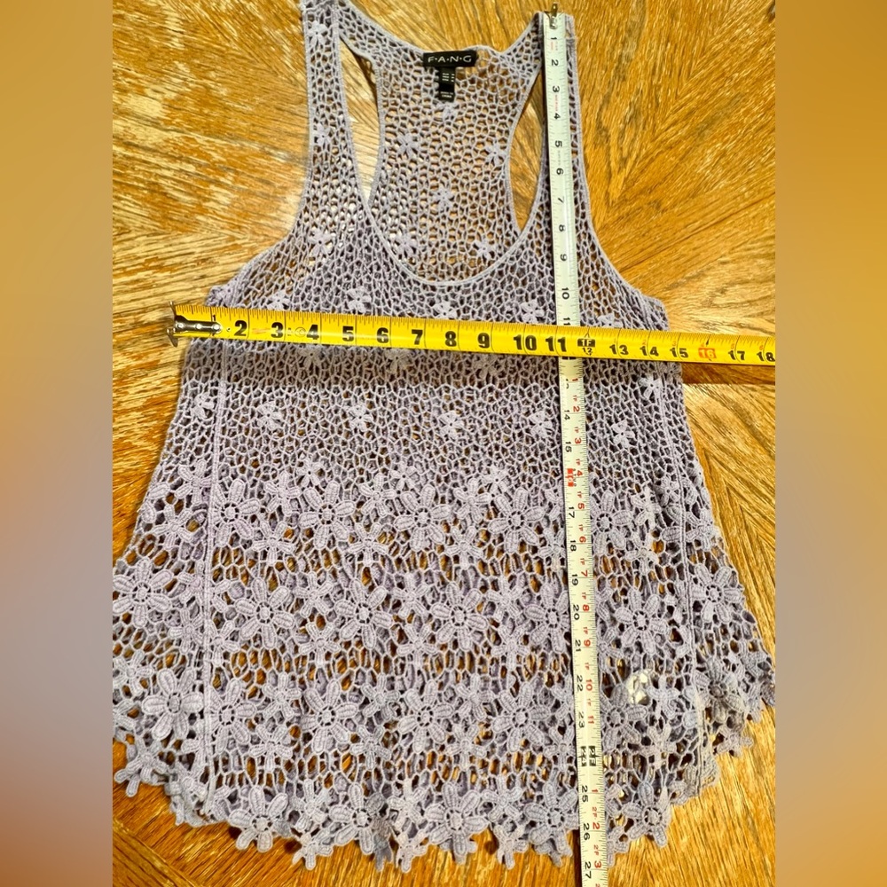 Lavender crochet floral tank top racer back layering beachy cottagecore boho y2k - Picture 11 of 11